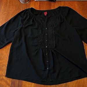 212 Collection Black Blouse with Lace Detail